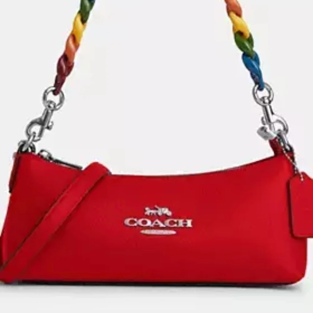 Coach Charlotte Crossbody Red, Multi Color Strap NWT